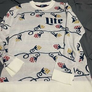 Miller lite Christmas White Men's Sweater XL worn once like New